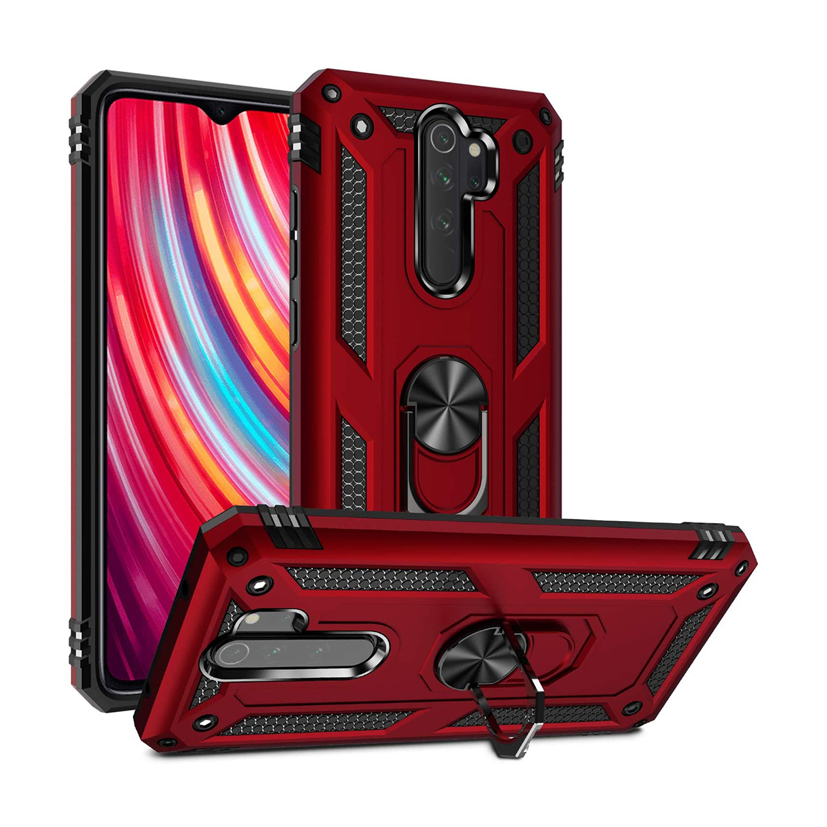 Protectores para celular  para Xiaomi  Redmi Note 8 Pro Funda reforzada con anillo v2 Rojo