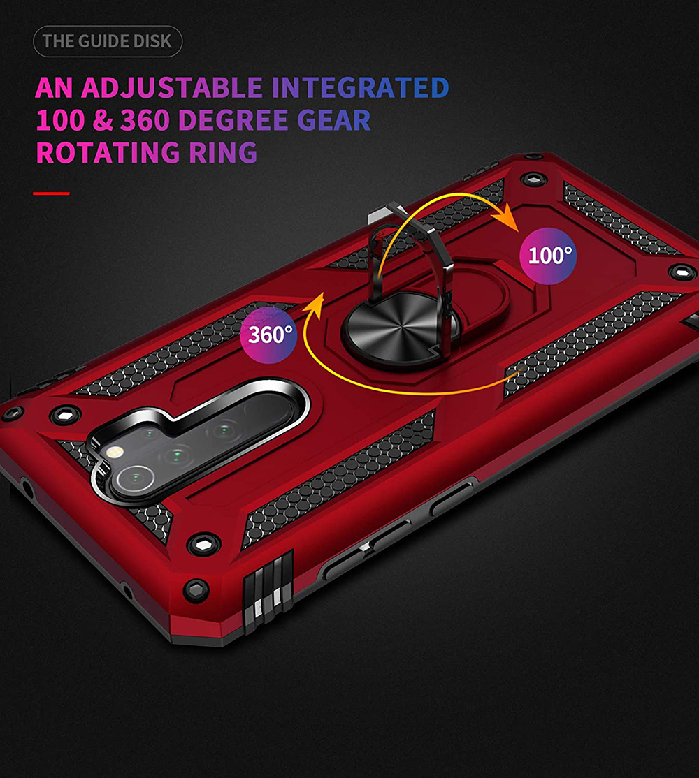 Protectores para celular  para Xiaomi  Redmi Note 8 Pro Funda reforzada con anillo v2 Rojo