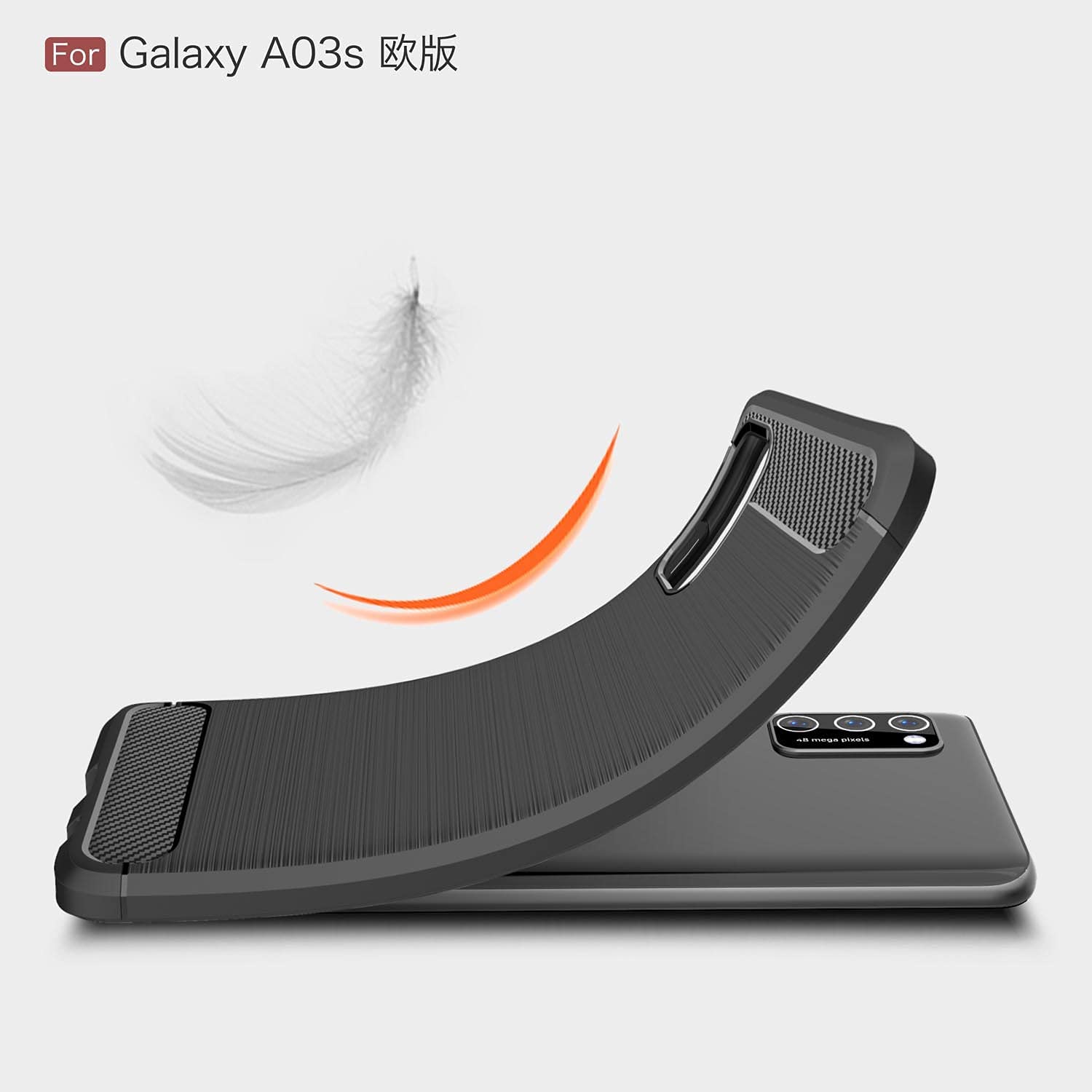 Protectores para celular  para Samsung  A03s Funda de tpu fibra de carbono Negro