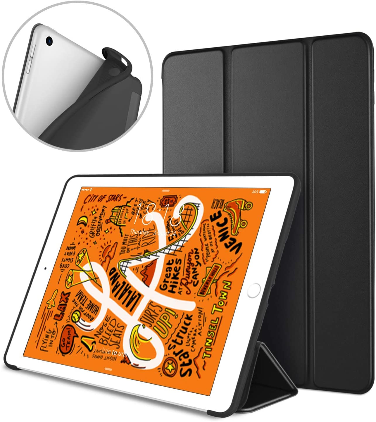 Protectores para Tablet  para Apple  iPad Mini 5 Funda flip cover tri-fold Negro