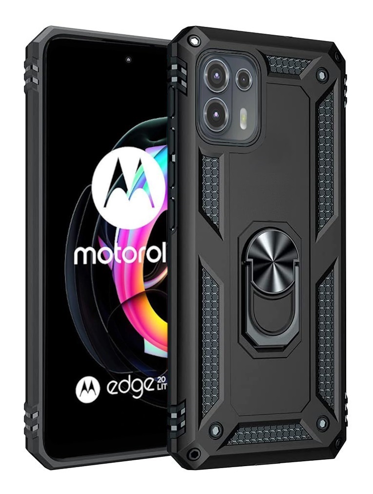 Protectores para celular  para Motorola  Edge 20 Lite Funda reforzada con anillo v2 Negro