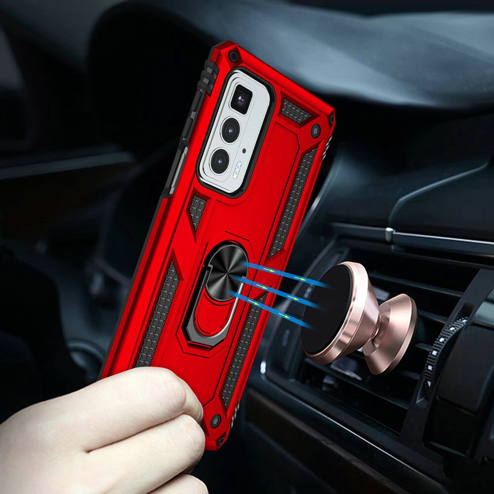 Protectores para celular  para Motorola  Edge 20 Pro Funda reforzada con anillo v2 Rojo