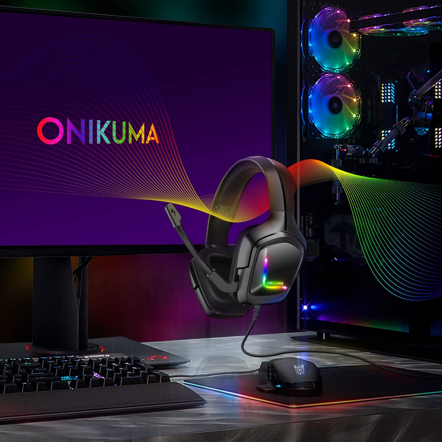 Accesorios y Gadgets  Auriculares  con cable vincha gamer K20 Negro