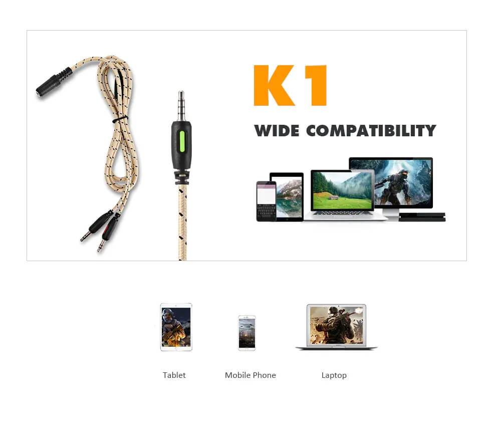 Accesorios y Gadgets  Auriculares  con cable vincha gamer K1-b Camuflado amarillo