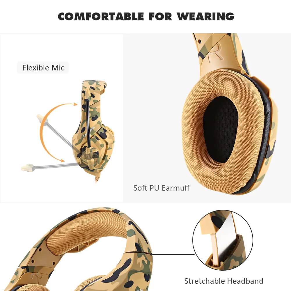 Accesorios y Gadgets  Auriculares  con cable vincha gamer K1-b Camuflado amarillo