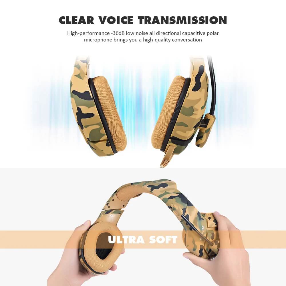 Accesorios y Gadgets  Auriculares  con cable vincha gamer K1-b Camuflado amarillo