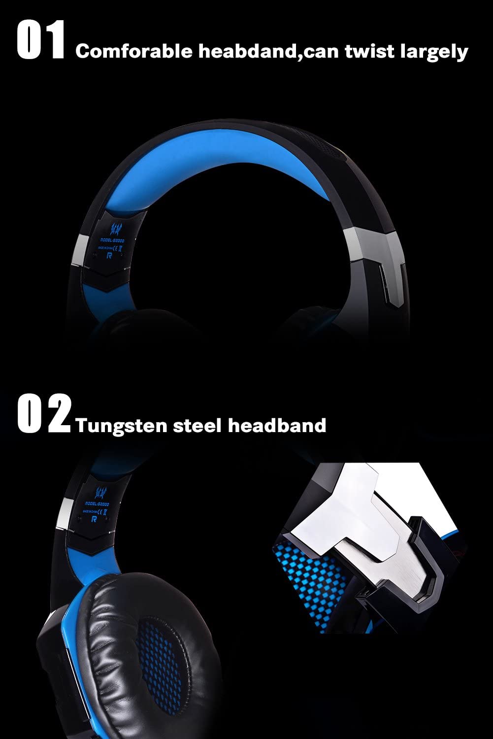 Accesorios y Gadgets  Auriculares  con cable vincha gamer G2000 Azul