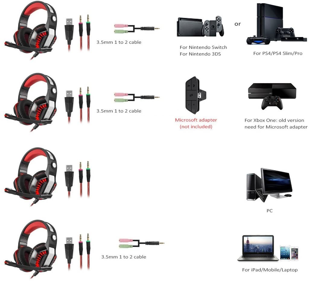 Accesorios y Gadgets  Auriculares  con cable vincha gamer G2000 v2 (Pro) Rojo