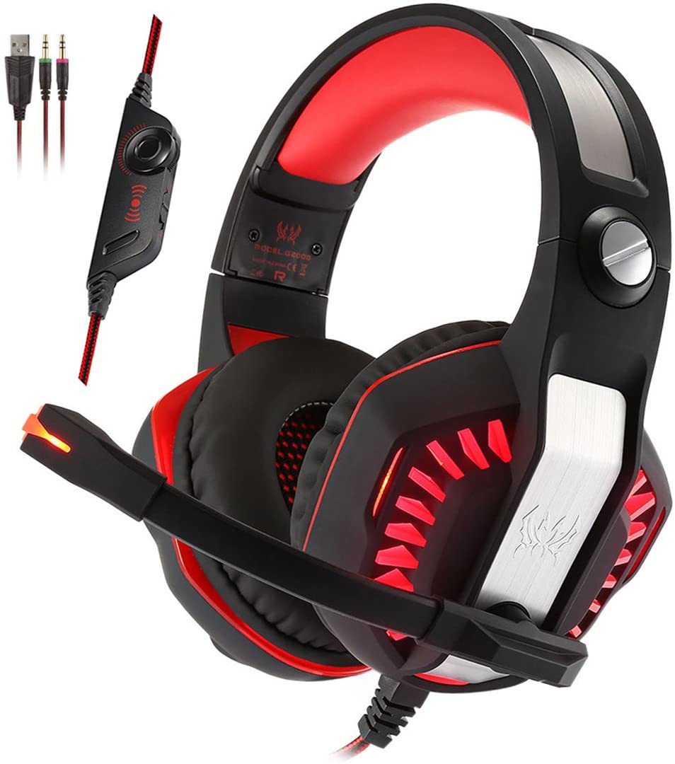 Accesorios y Gadgets  Auriculares  con cable vincha gamer G2000 v2 (Pro) Rojo