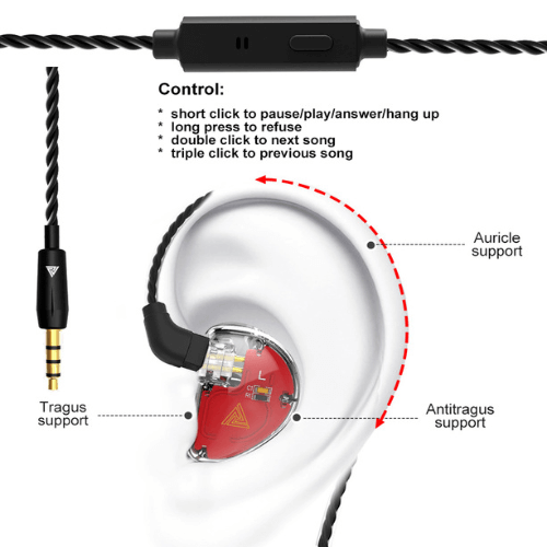 Accesorios y Gadgets  Auriculares  con cable In-ear Vk5 Transparente y rojo