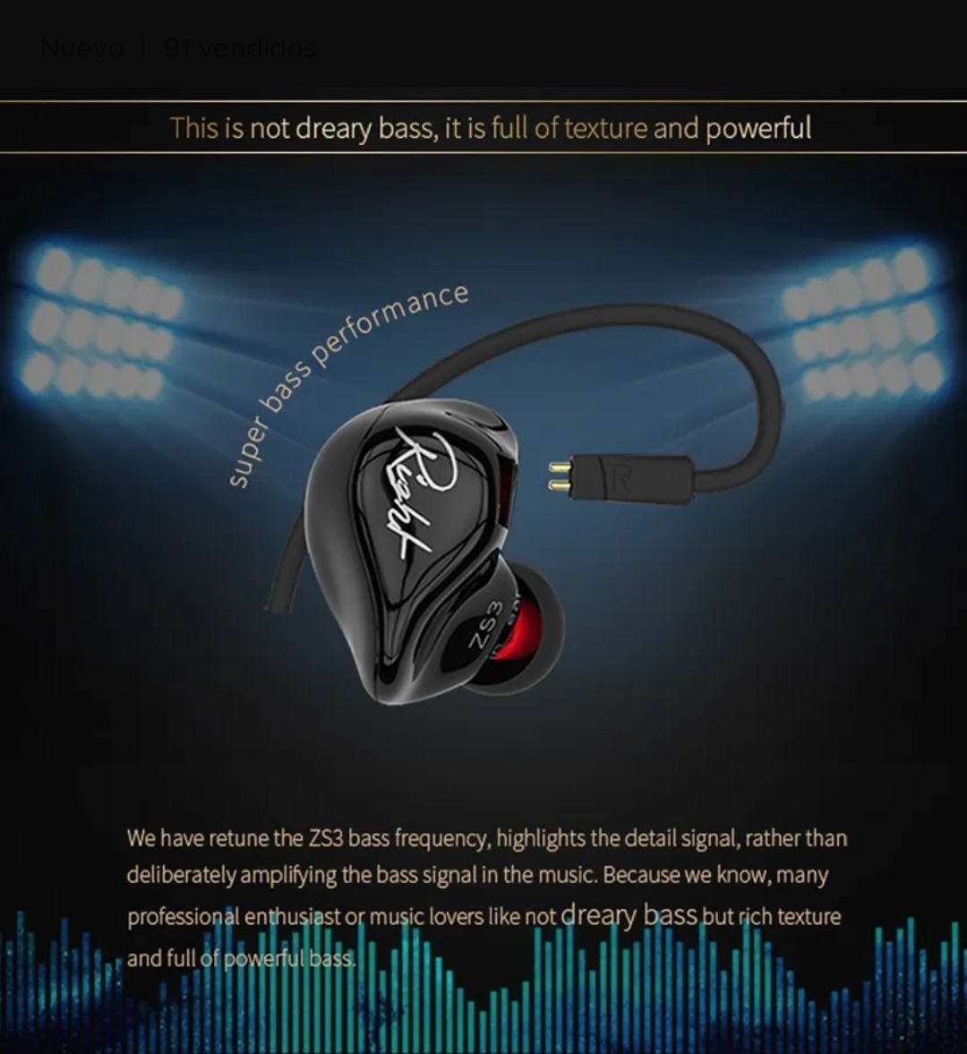 Accesorios y Gadgets  Auriculares  con cable In-ear Zs3 con mic Negro