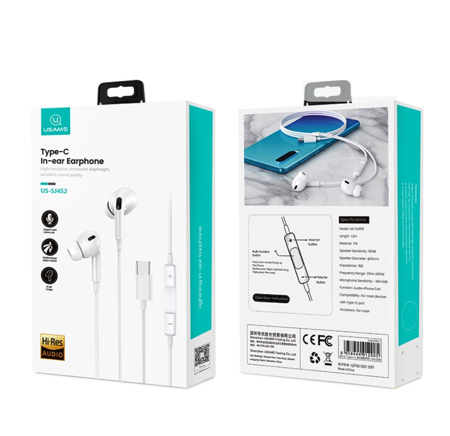 Accesorios y Gadgets  Auriculares  con cable In-ear EP-41 Ficha Tipo C Us-Sj452hs01 Blanco