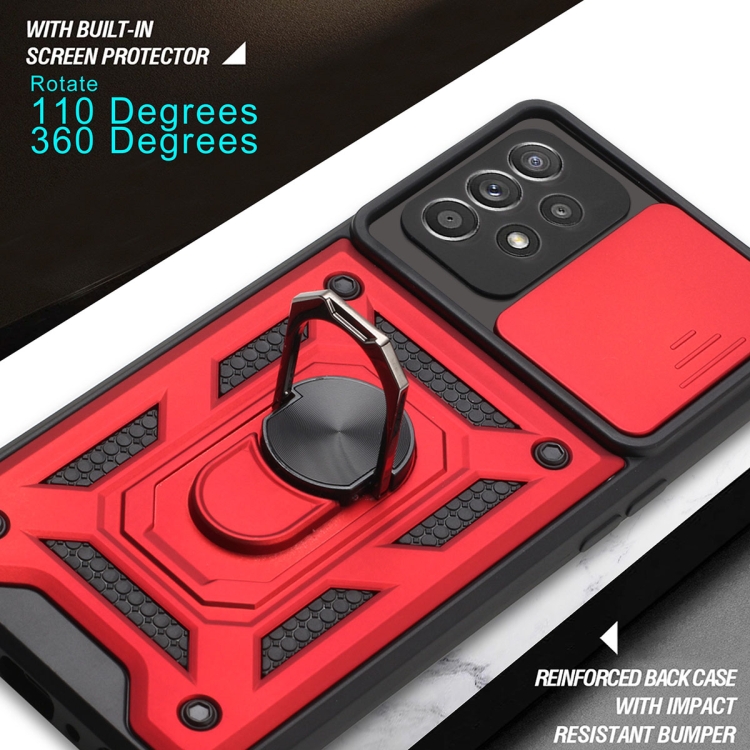 Protectores para celular  para Samsung  A32 4G Funda reforzada con anillo v3 cubre c�mara Rojo