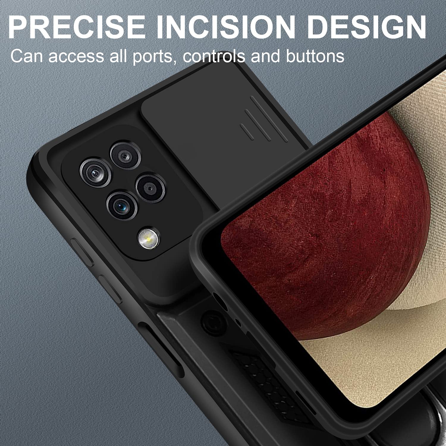 Protectores para celular  para Samsung  A12 / M12 Funda reforzada con anillo v3 cubre c�mara Negro