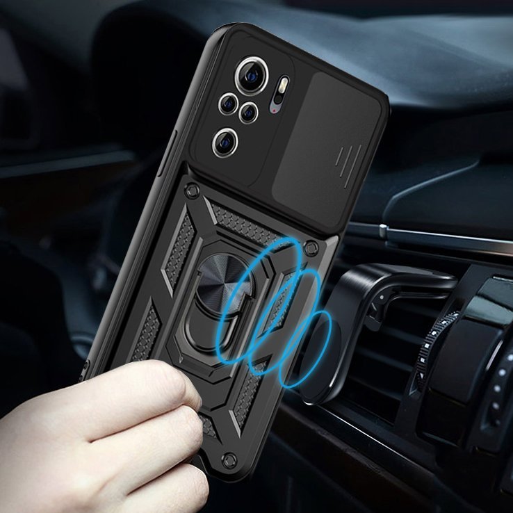 Protectores para celular  para Xiaomi  Redmi Note 10 / 10s Funda reforzada con anillo v3 cubre c�mara Negro