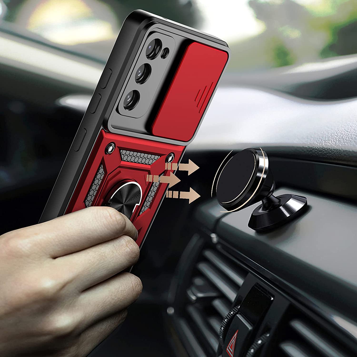Protectores para celular  para Samsung  S20 Fe Funda reforzada con anillo v3 cubre c�mara Rojo