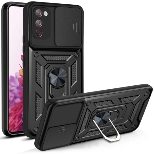 Protectores para celular  para Samsung  S20 Fe Funda reforzada con anillo v3 cubre c�mara Negro