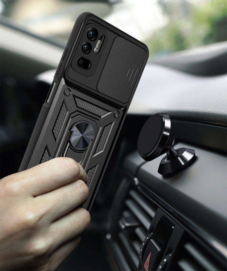 Protectores para celular  para Xiaomi  Redmi Note 10 5G Funda reforzada con anillo v3 cubre c�mara Negro
