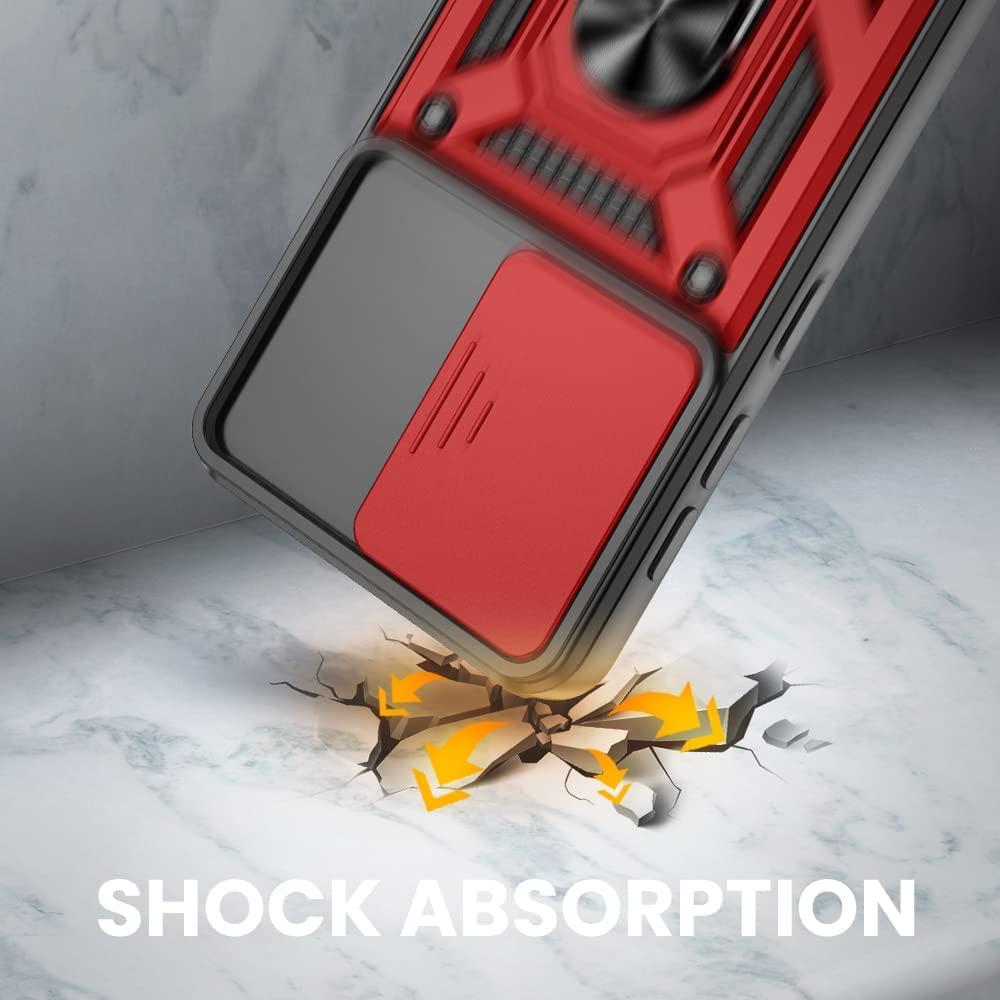 Protectores para celular  para Samsung  S21 Fe Funda reforzada con anillo v3 cubre c�mara Rojo