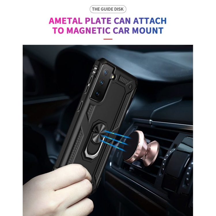 Protectores para celular  para Samsung  S21 Fe Funda reforzada con anillo v2 Negro