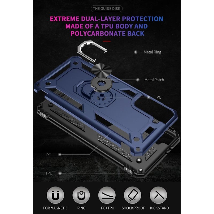 Protectores para celular  para Samsung  S21 Fe Funda reforzada con anillo v2 Azul