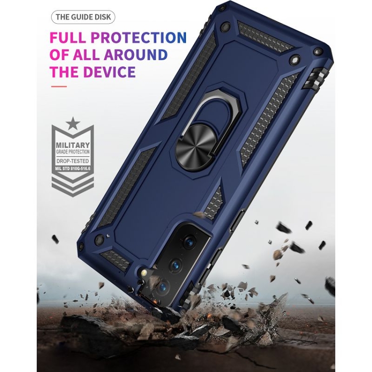Protectores para celular  para Samsung  S21 Fe Funda reforzada con anillo v2 Azul