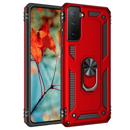 Protectores para celular  para Samsung  S21 Fe Funda reforzada con anillo v2 Rojo