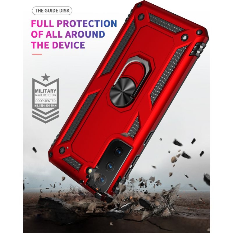 Protectores para celular  para Samsung  S21 Fe Funda reforzada con anillo v2 Rojo