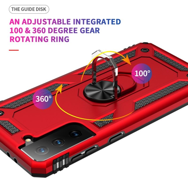 Protectores para celular  para Samsung  S21 Fe Funda reforzada con anillo v2 Rojo