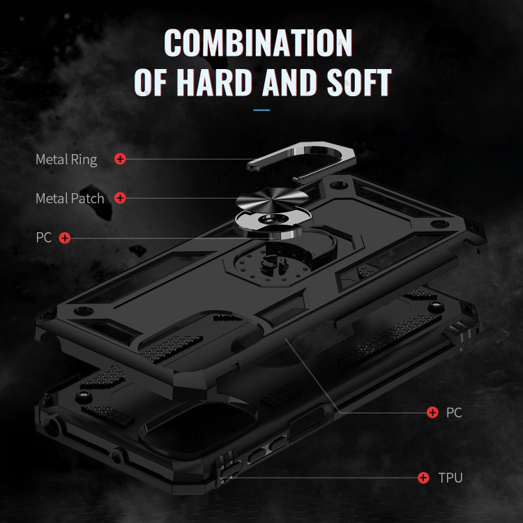 Protectores para celular  para Motorola  Moto G41 Funda reforzada con anillo v2 Negro
