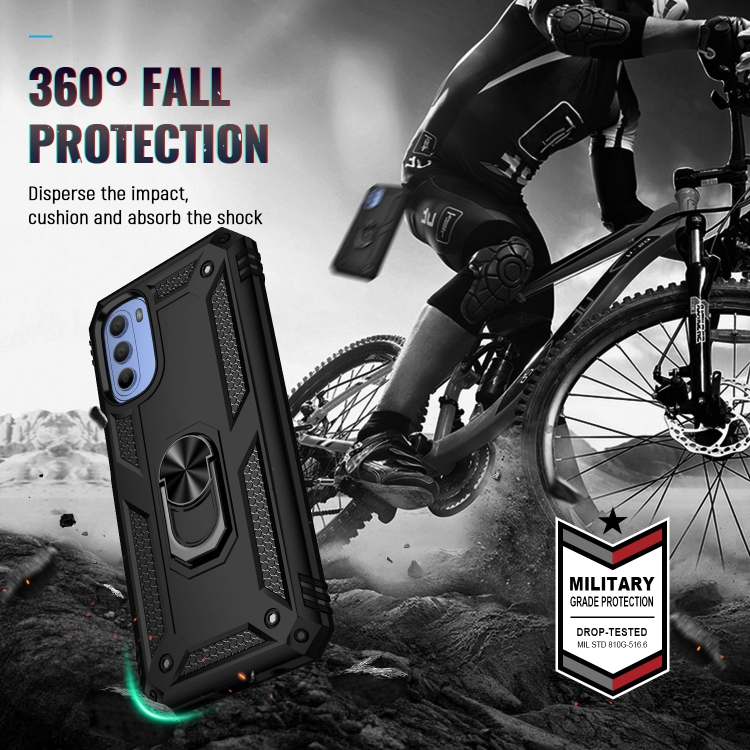 Protectores para celular  para Motorola  Moto G41 Funda reforzada con anillo v2 Negro