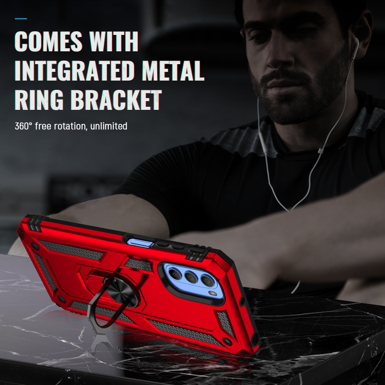 Protectores para celular  para Motorola  Moto G41 Funda reforzada con anillo v2 Rojo