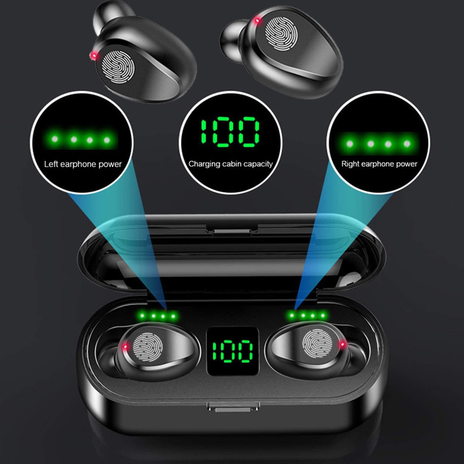 Accesorios y Gadgets  Auriculares  bluetooth In-ear TWS Touch F9 Bluetooth 5.1  Negro