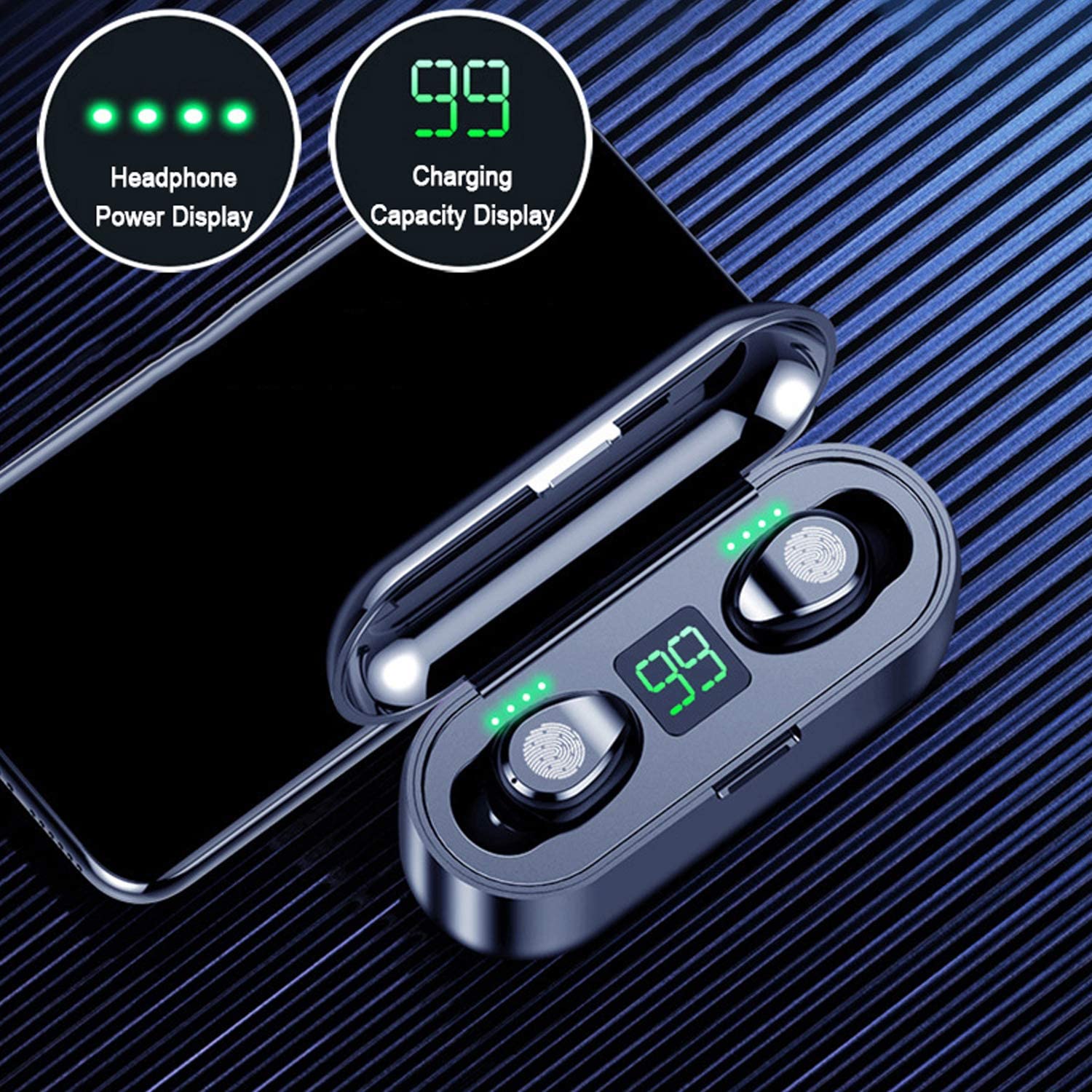 Accesorios y Gadgets  Auriculares  bluetooth In-ear TWS Touch F9 Bluetooth 5.1  Negro