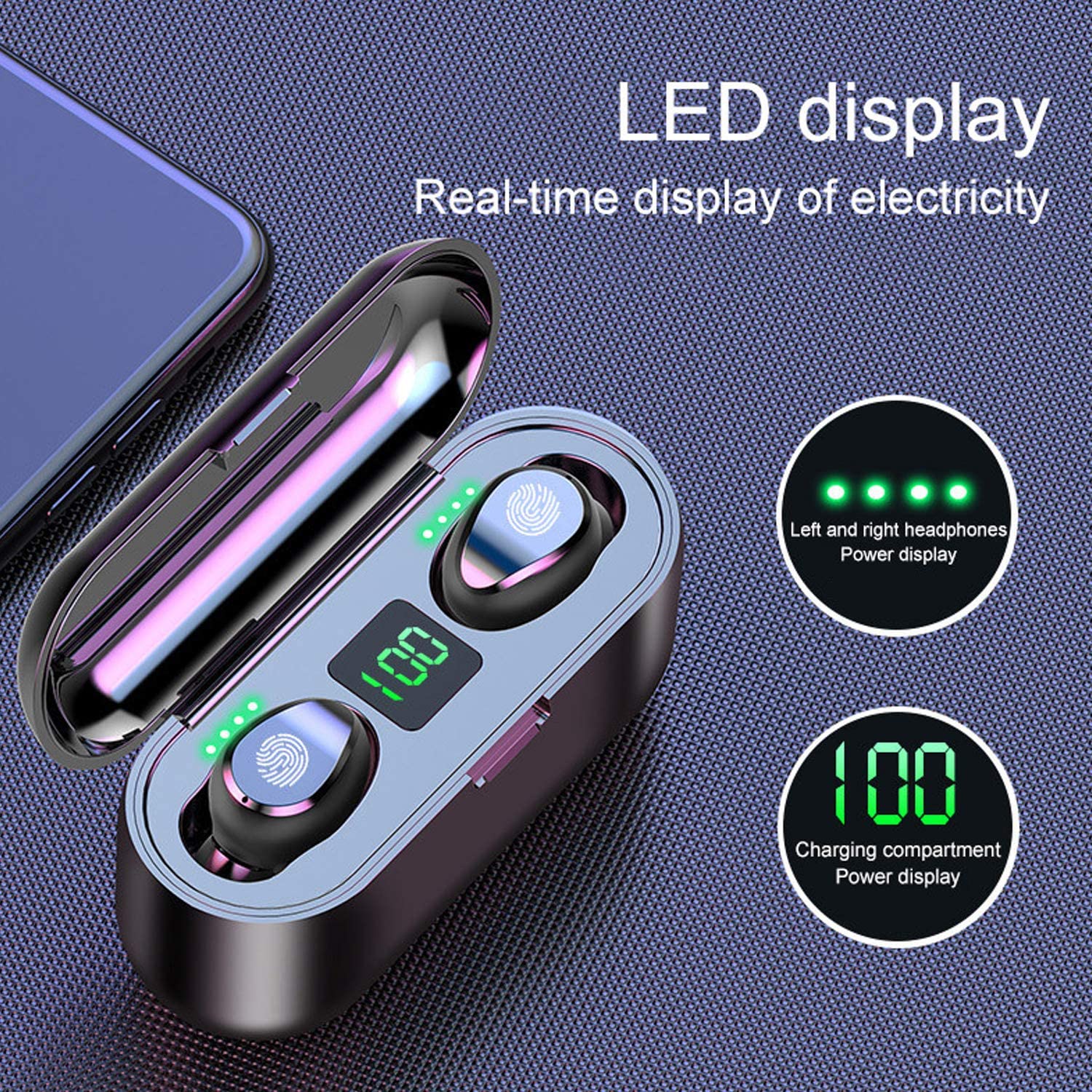 Accesorios y Gadgets  Auriculares  bluetooth In-ear TWS Touch F9 Bluetooth 5.1  Negro
