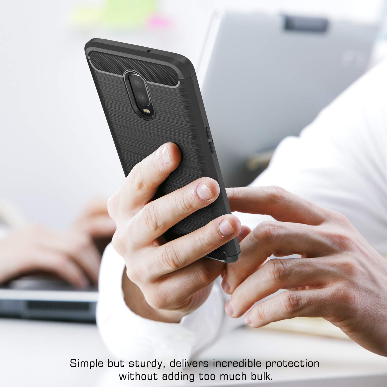 Protectores para celular  para Oneplus  6t / 7 Funda de tpu fibra de carbono Negro