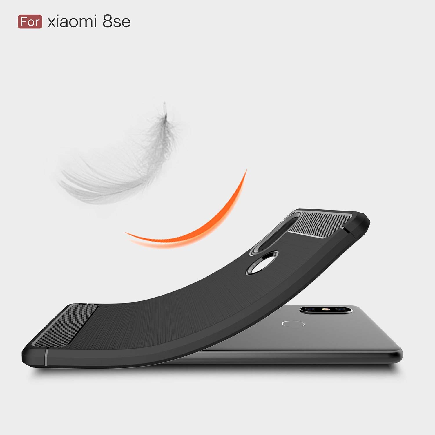 Protectores para celular  para Xiaomi  Mi 8 Se Funda de tpu fibra de carbono Negro