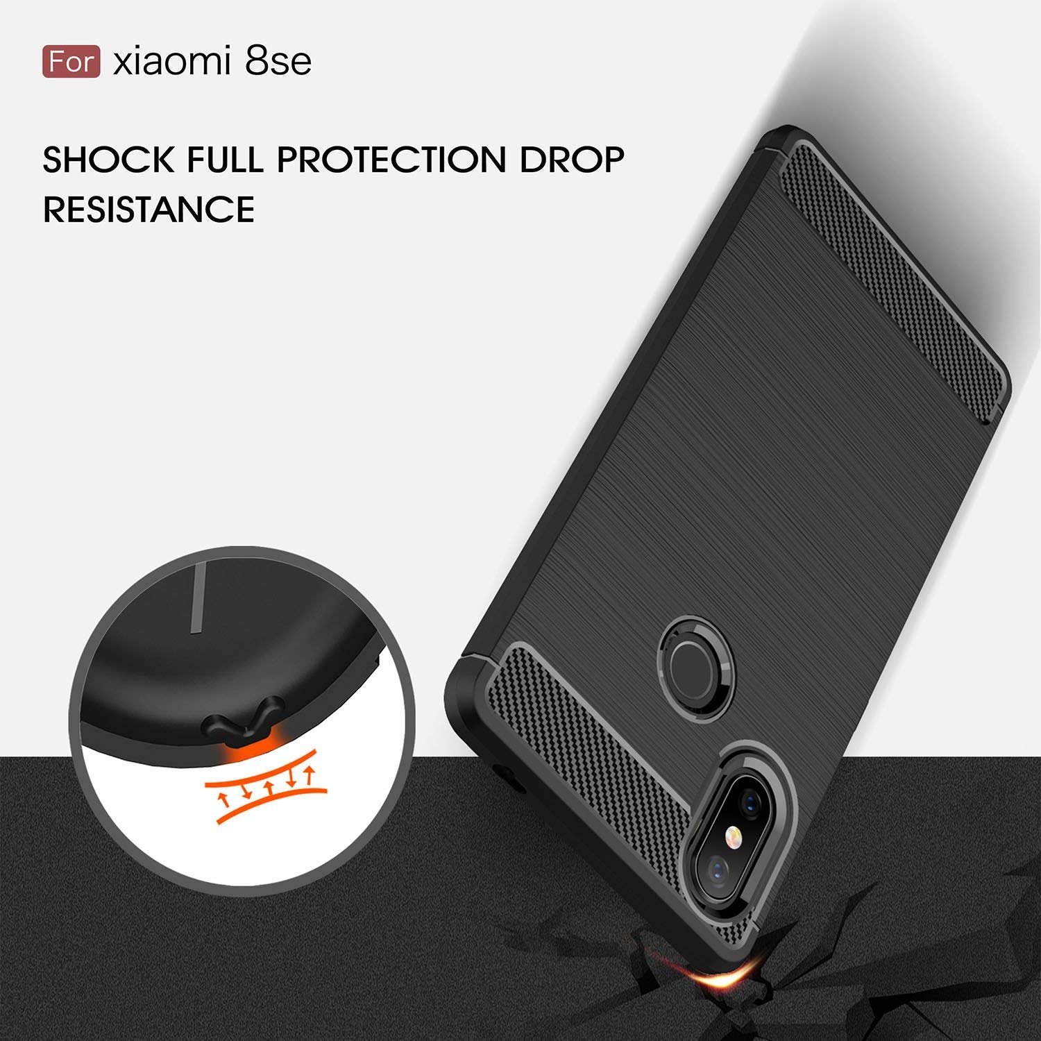 Protectores para celular  para Xiaomi  Mi 8 Se Funda de tpu fibra de carbono Negro