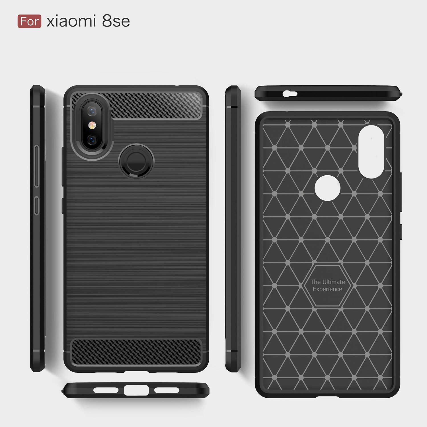 Protectores para celular  para Xiaomi  Mi 8 Se Funda de tpu fibra de carbono Negro