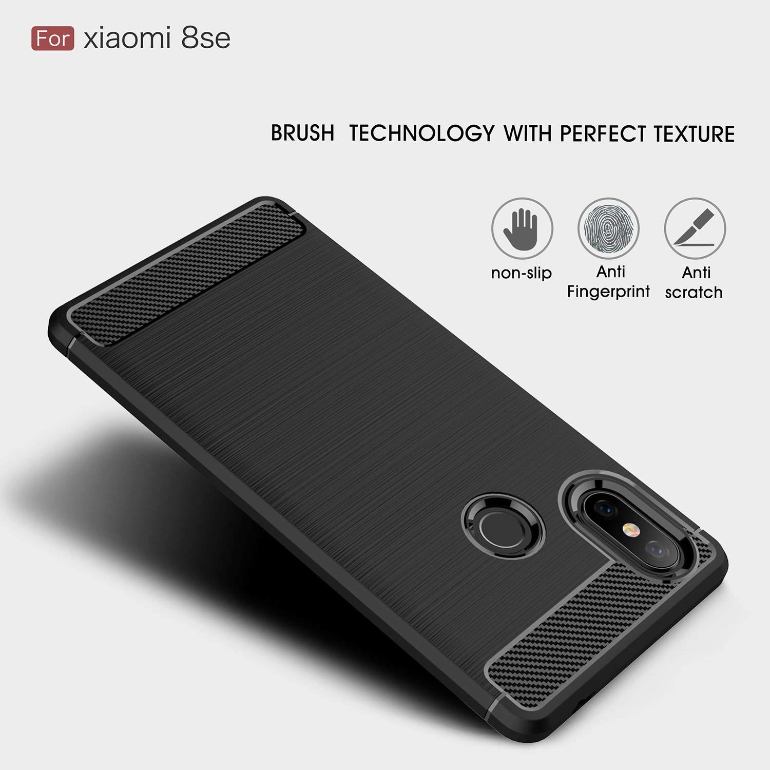 Protectores para celular  para Xiaomi  Mi 8 Se Funda de tpu fibra de carbono Negro