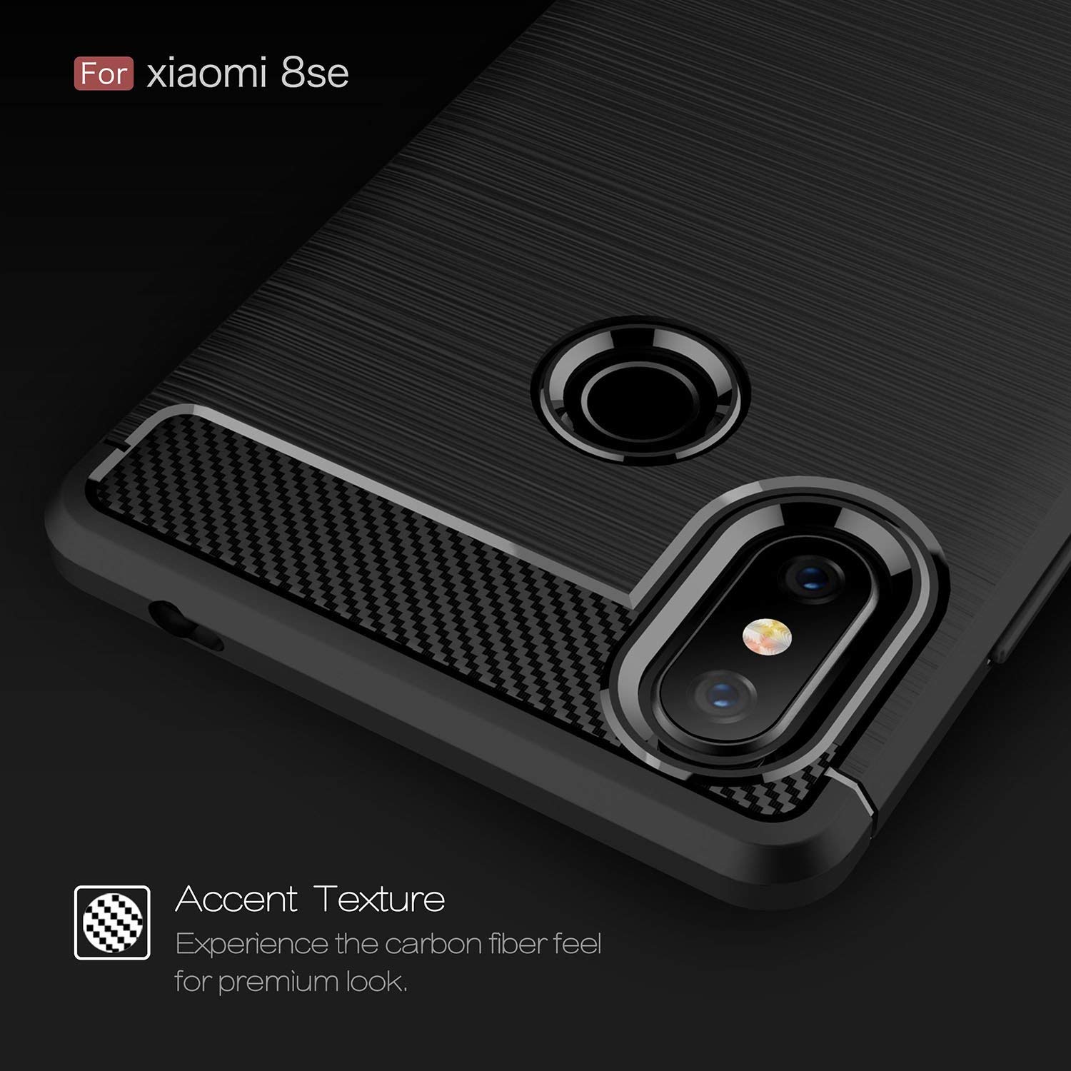 Protectores para celular  para Xiaomi  Mi 8 Se Funda de tpu fibra de carbono Negro
