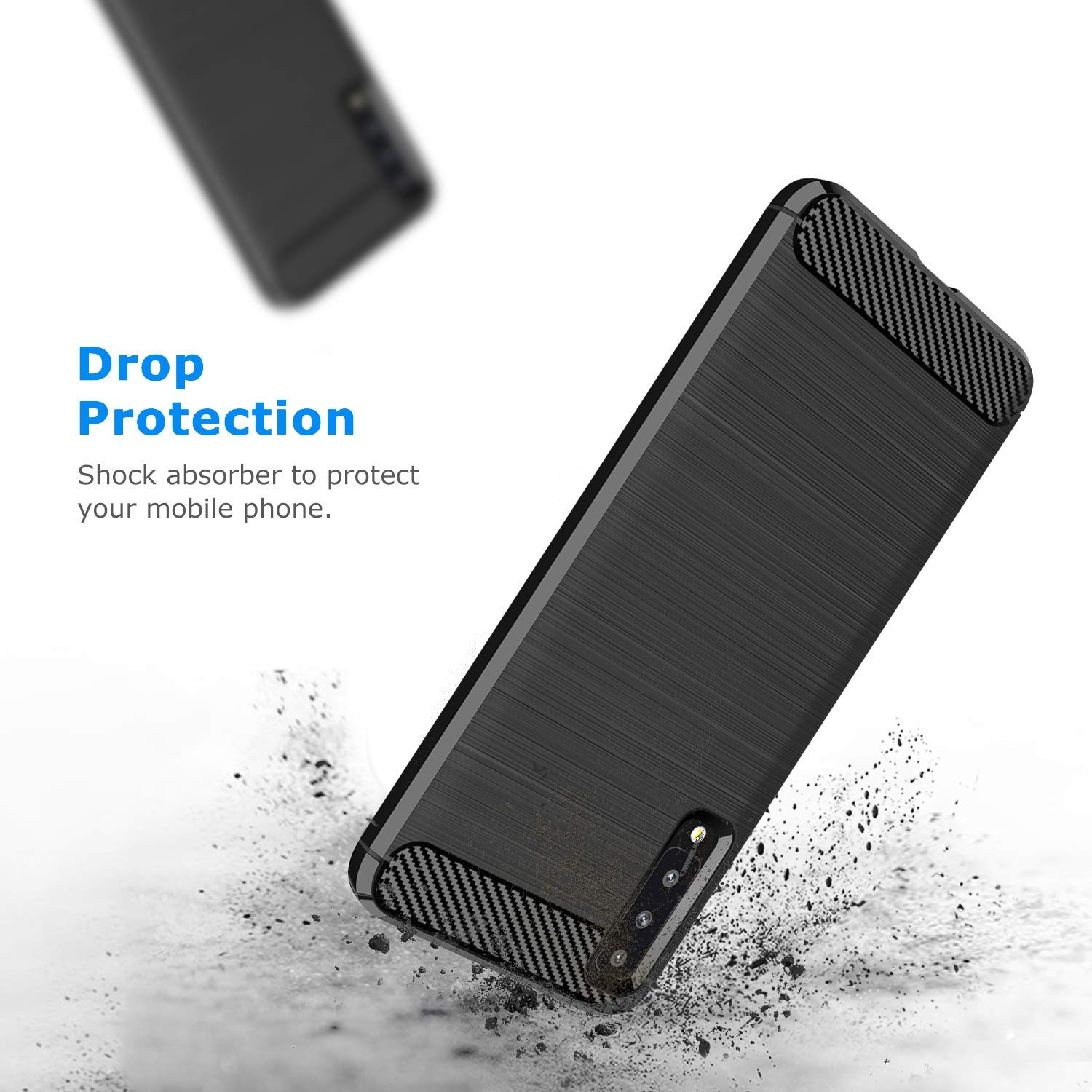 Protectores para celular  para Samsung  A7 2018 Funda de tpu fibra de carbono Negro