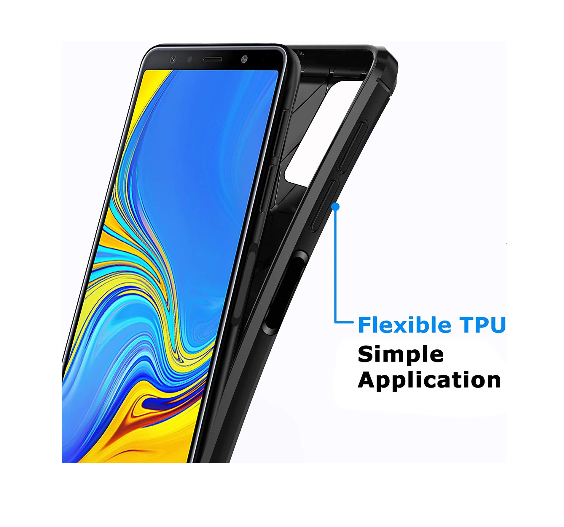 Protectores para celular  para Samsung  A7 2018 Funda de tpu fibra de carbono Negro