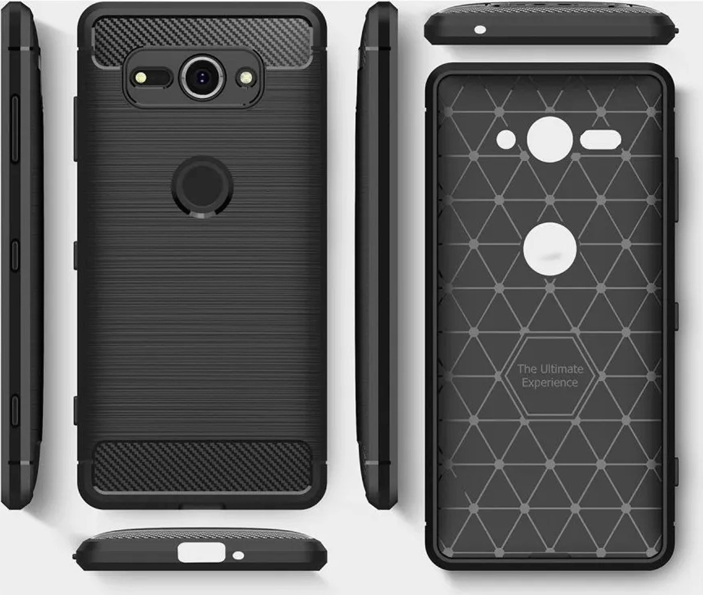 Protectores para celular  para Sony  Xperia XZ2 Compact Funda de tpu fibra de carbono Negro