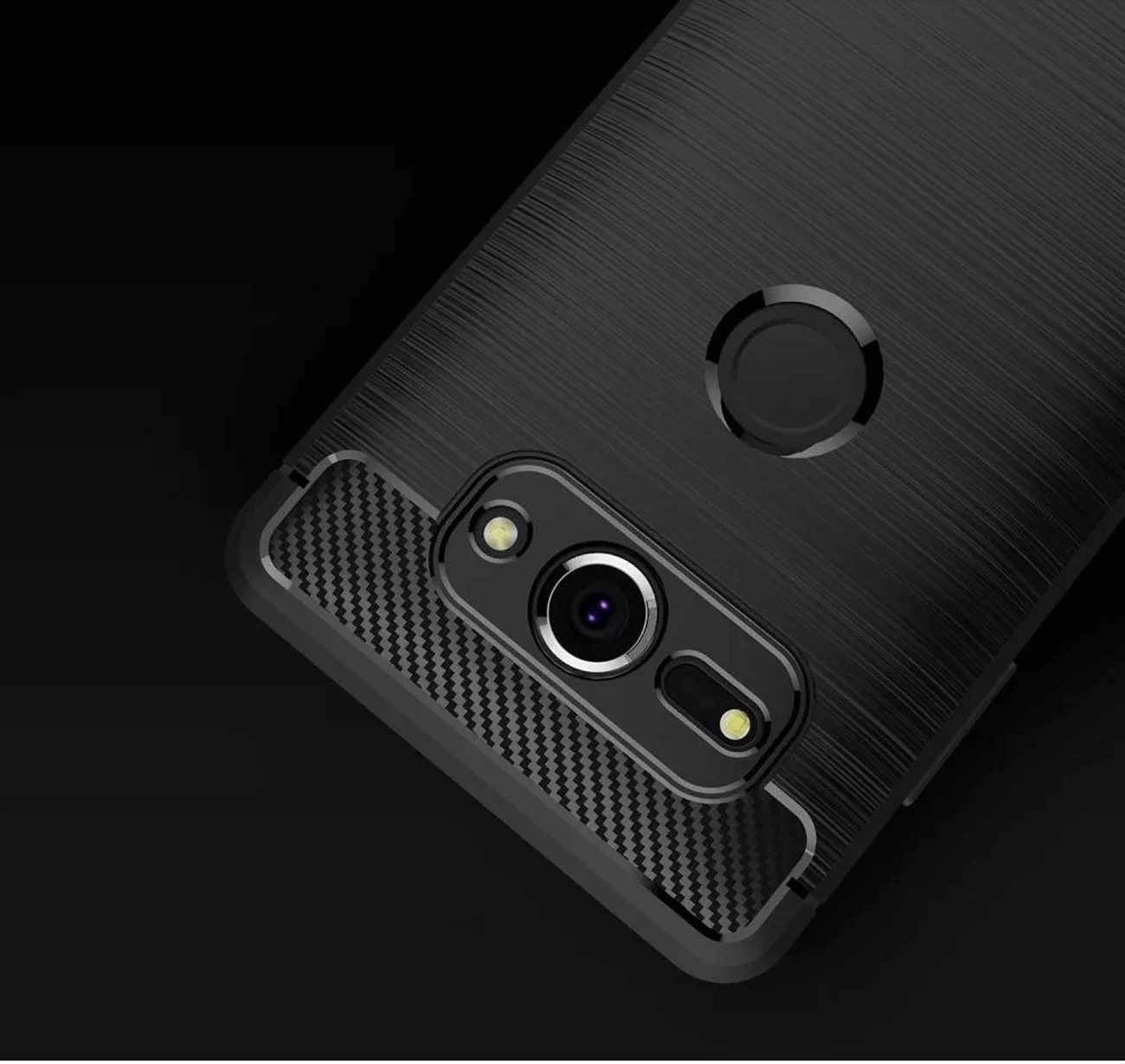 Protectores para celular  para Sony  Xperia XZ2 Compact Funda de tpu fibra de carbono Negro