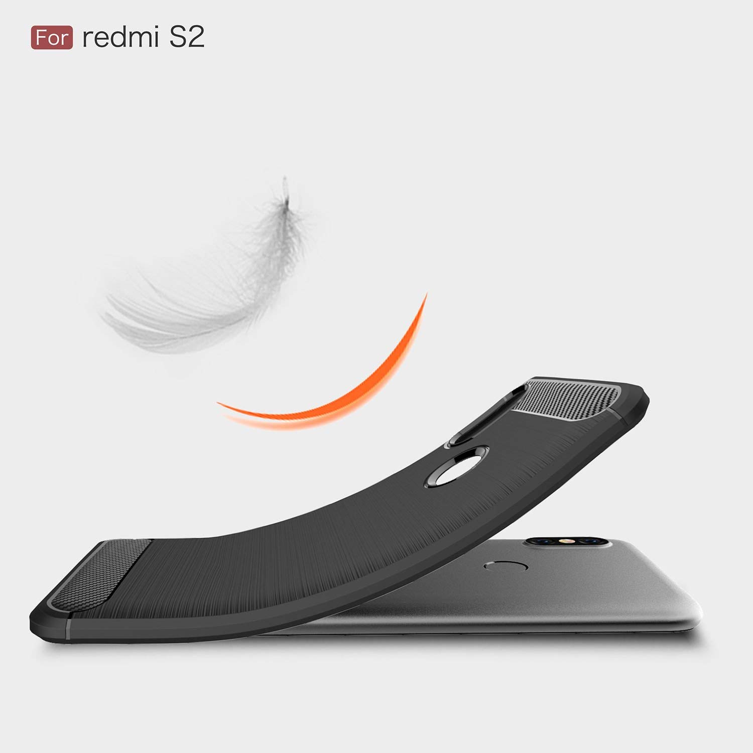 Protectores para celular  para Xiaomi  Redmi S2 Funda de tpu fibra de carbono Negro