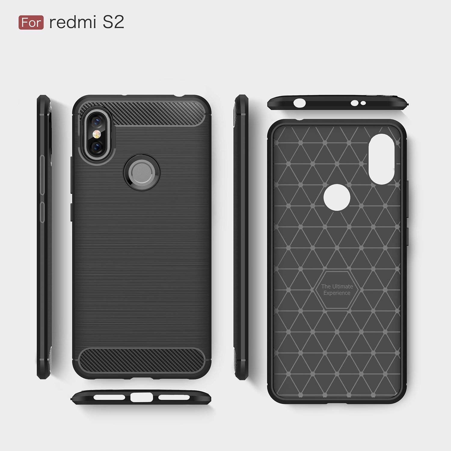 Protectores para celular  para Xiaomi  Redmi S2 Funda de tpu fibra de carbono Negro
