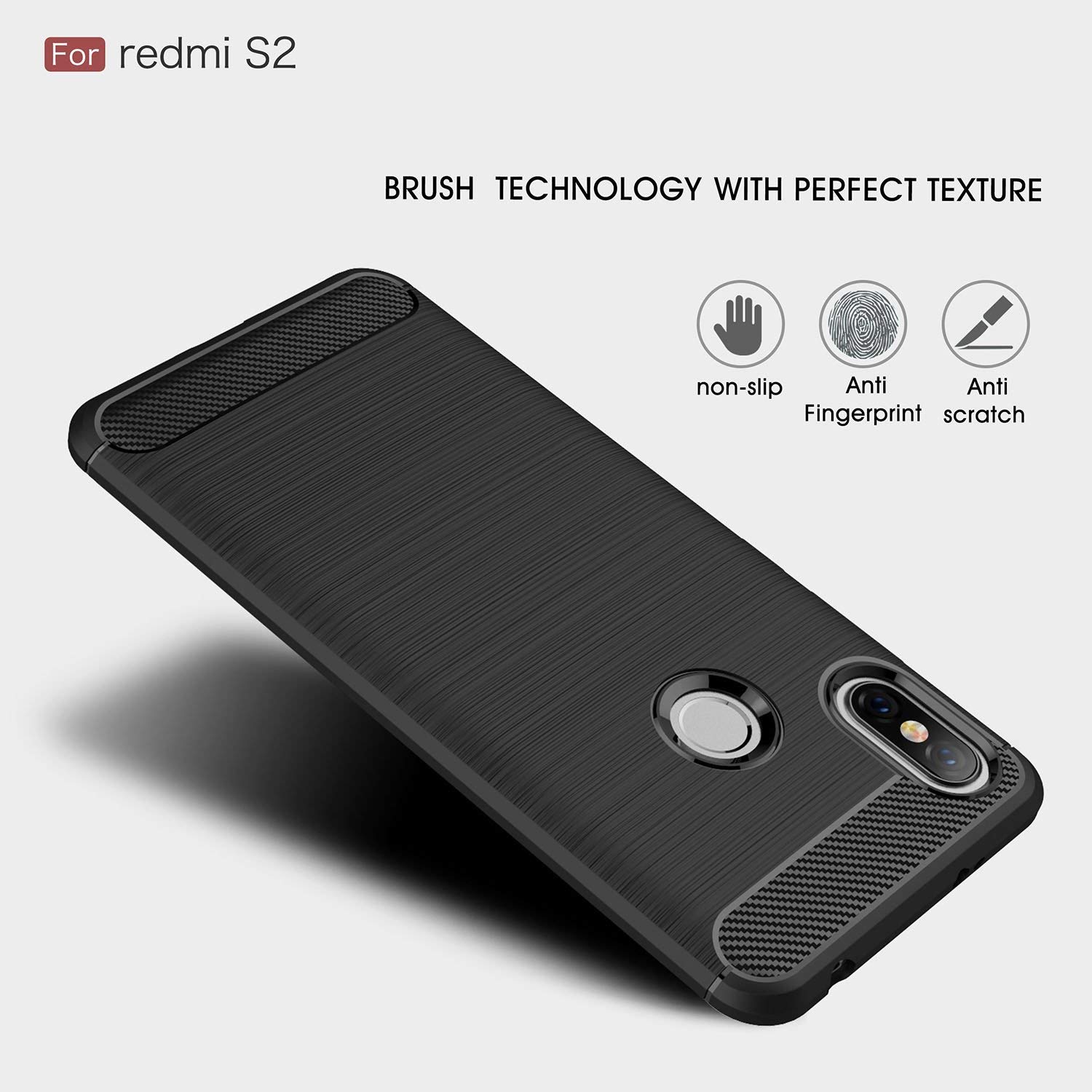 Protectores para celular  para Xiaomi  Redmi S2 Funda de tpu fibra de carbono Negro
