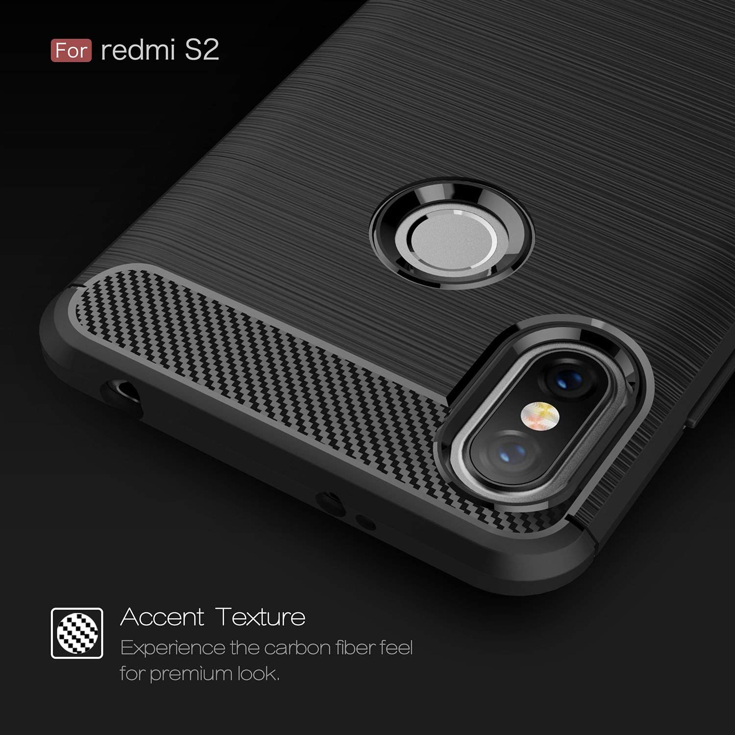 Protectores para celular  para Xiaomi  Redmi S2 Funda de tpu fibra de carbono Negro