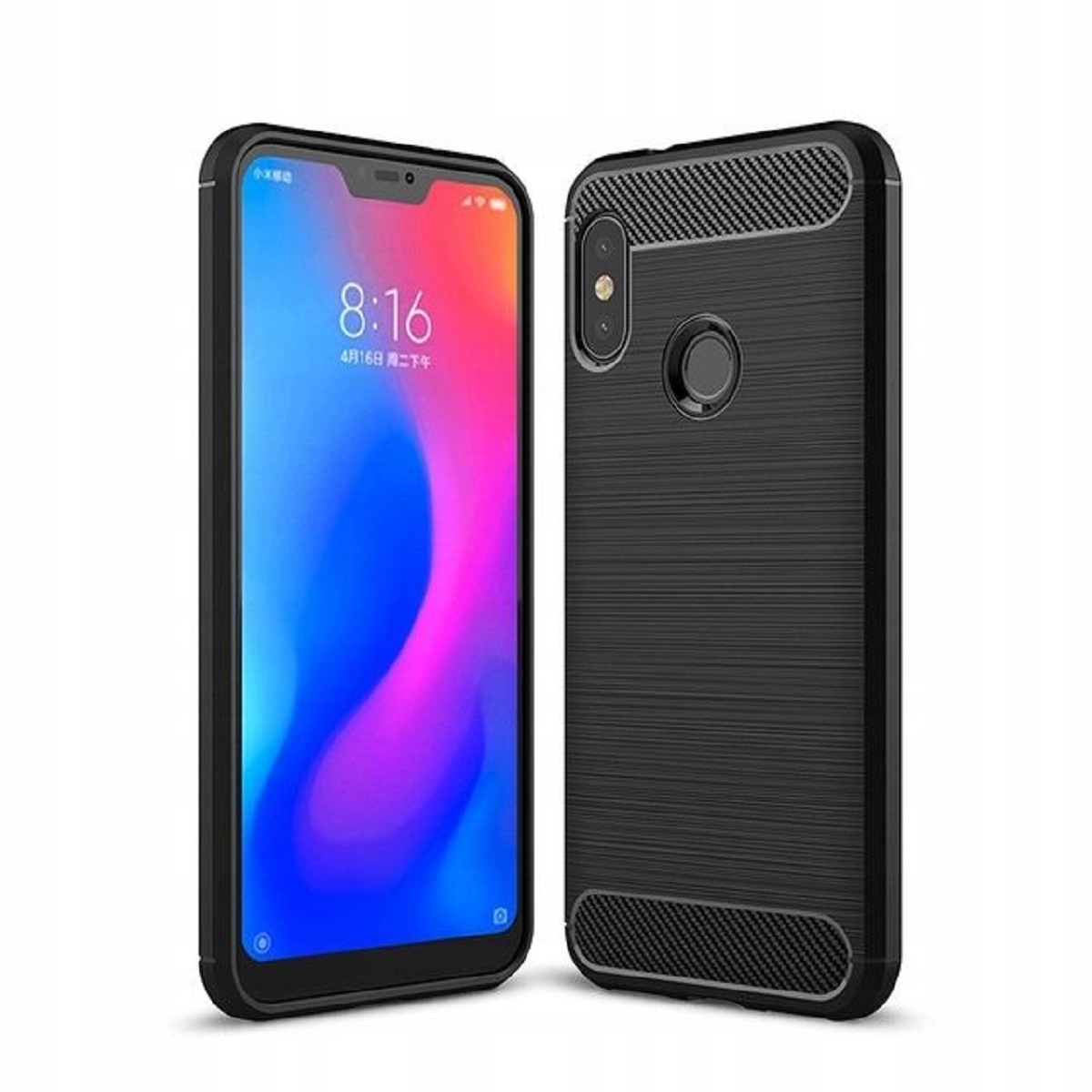 Protectores para celular  para Xiaomi  MI A2 Lite / Redmi 6 Pro Funda de tpu fibra de carbono Negro